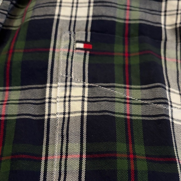 Tommy Hilfiger Navy, White & Green Plaid Button-Down Shirt - Picture 2 of 4